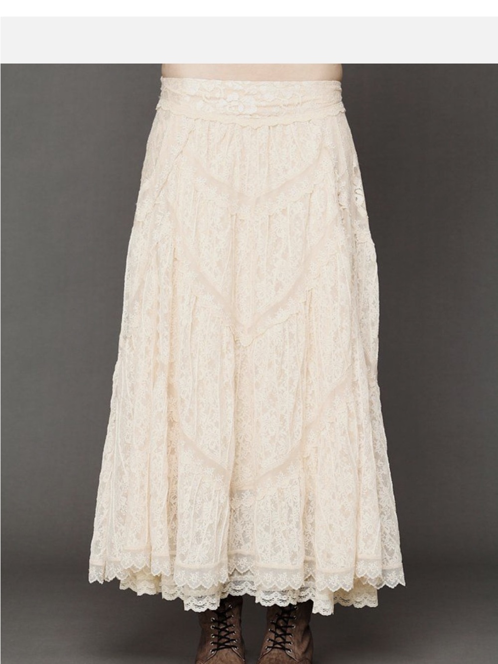 Free People cream lace Annie Oakley Lace Maxi Skirt Size M
